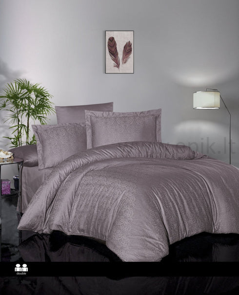 Exclusive žakardinio satino "Jacquard Collection" patalynės komplektas "Athena Lilac", alyvinės spalvos